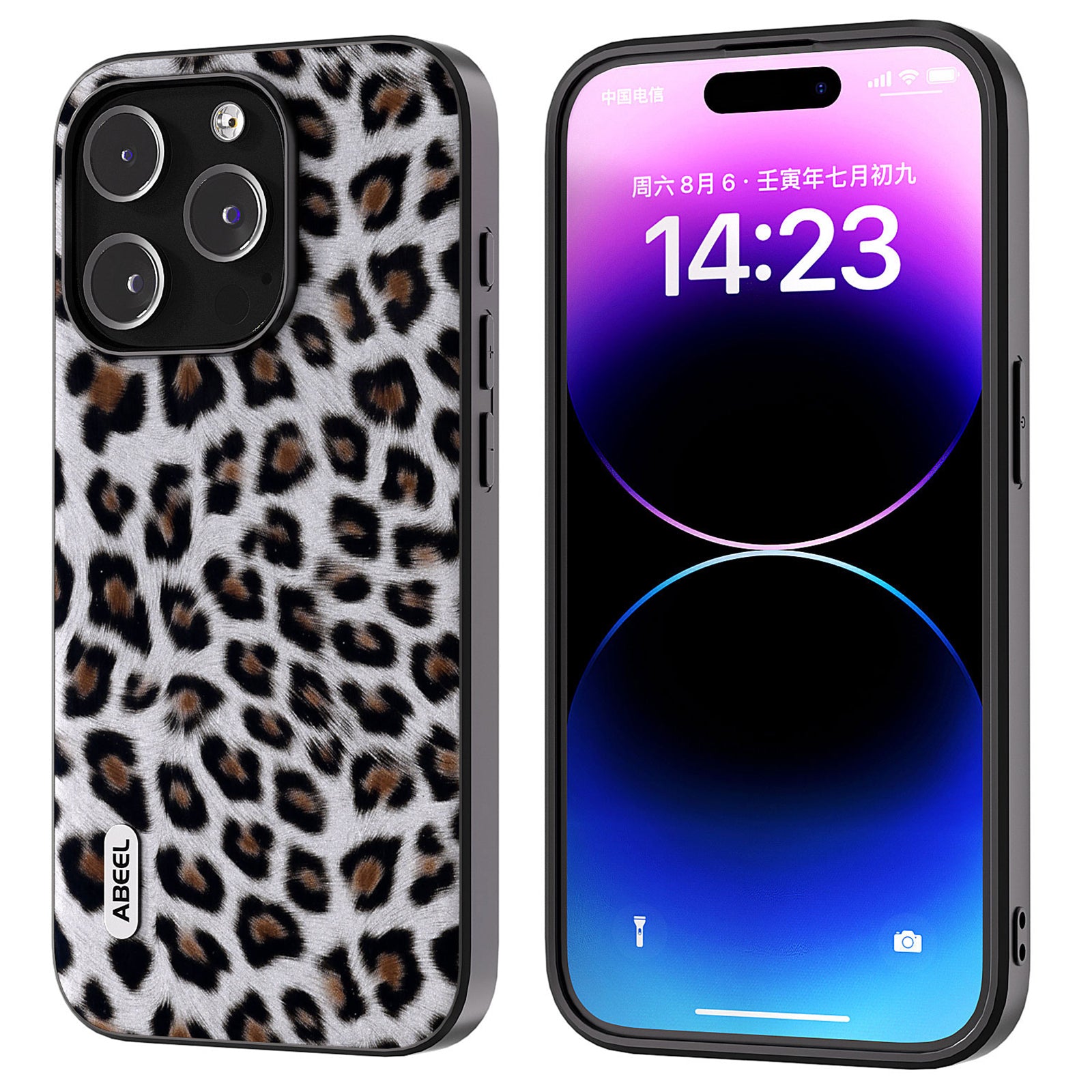 Ochranné pouzdro na telefon ABEEL pro iPhone 15 Pro Leopardí vzor PU kůže TPU zadní kryt PC Ochranné pouzdro na telefon ABEEL pro iPhone 15 Pro Leopardí vzor PU kůže TPU zadní kryt PC